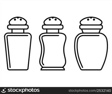 Salt Pepper Shaker Icon, Salt, Pepper Condiment Dispensers Pots Vector Art Illustration
