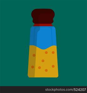 Salt shaker vector icon illustration food kitchen. Spice ingredient cooking glass bottle isolated. Pepper flavor powder grinder