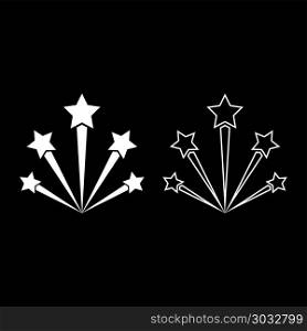 Salute firework icon set white color vector illustration flat style simple image outline
