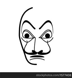 Salvador Dali style face mask outline in vector