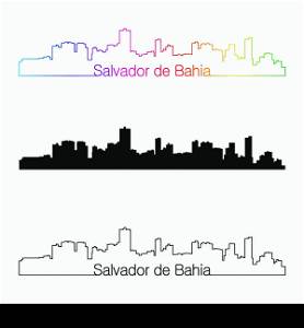 Salvador de Bahia skyline linear style with rainbow in editable vector file