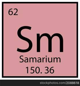 Samarium chemical symbol. Mendeleev table element. Education concept. Pink background. Vector illustration. Stock image. EPS 10.. Samarium chemical symbol. Mendeleev table element. Education concept. Pink background. Vector illustration. Stock image.