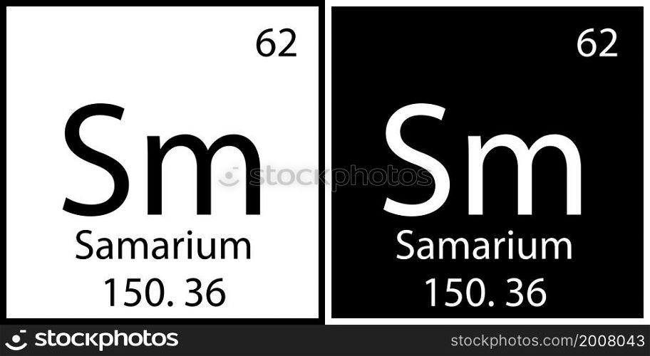 Samarium symbol. Chemical element. Periodic table. Atomic number. Black white square. Vector illustration. Stock image. EPS 10.. Samarium symbol. Chemical element. Periodic table. Atomic number. Black white square. Vector illustration. Stock image.