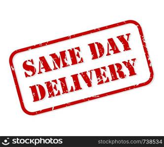 Same day delivery red rubber stamp vector isolated