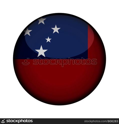 samoa Flag in glossy round button of icon. samoa emblem isolated on white background. National concept sign. Independence Day. Vector illustration.