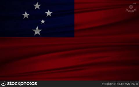 Samoa flag vector. Vector flag of Samoa blowig in the wind. EPS 10.