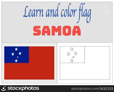 Samoa national country flag. original colors and proportion. Simply vector illustration background. Isolated symbols and object for design, education, learning, postage stamps and coloring book, marketing. From world set
