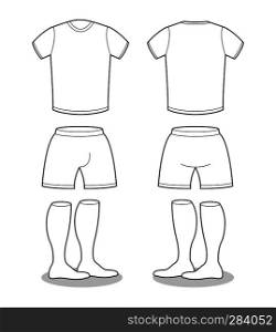 Sample for sports clothing soccer. T-shirt, shorts and socks template for design. Football shape blank curve