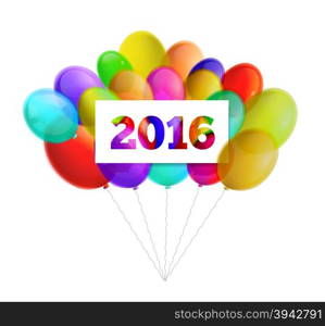 Sample greeting card 2016 Christmas card with balloons and numbers. Image Printer, stocks, greetings, e-mail, Web. Vector illustration