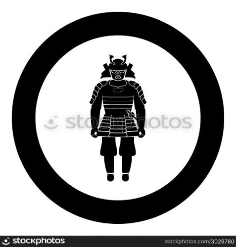 Samurai Japan warrior icon in round black color vector illustration flat style