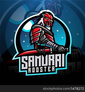Samurai rooster esport mascot logo