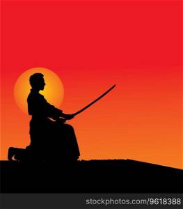 Samurai silhouettes Royalty Free Vector Image