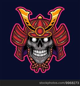 Samurai skull head mascot logo
