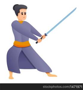 Samurai sword icon. Cartoon of samurai sword vector icon for web design isolated on white background. Samurai sword icon, cartoon style
