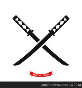 samurai sword icon vector logo template, katana vector icon