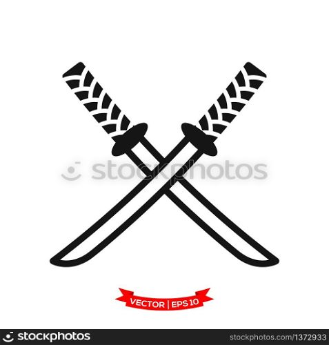 samurai sword icon vector logo template, katana vector icon