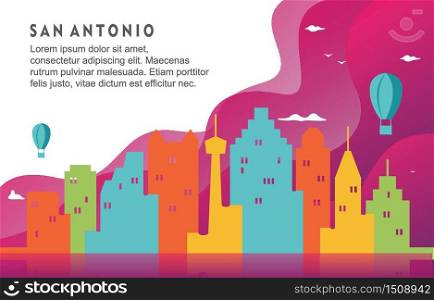 San Antonio Texas City Building Cityscape Skyline Dynamic Background Illustration