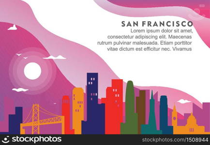 San Francisco California City Building Cityscape Skyline Dynamic Background Illustration