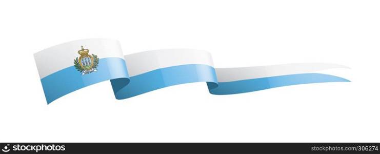 San Marino national flag, vector illustration on a white background. San Marino flag, vector illustration on a white background