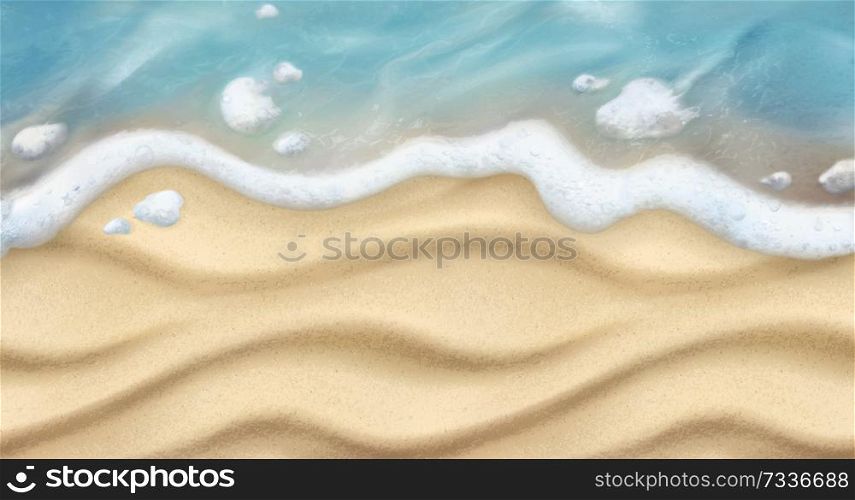 Sand and wave. Beach realistic vector background