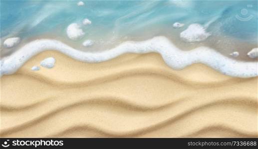 Sand and wave. Beach realistic vector background