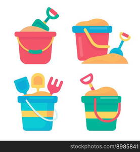 Sand buckets and scoops For children to play in building sand castles.