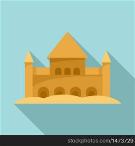 Sand castle fort icon. Flat illustration of sand castle fort vector icon for web design. Sand castle fort icon, flat style