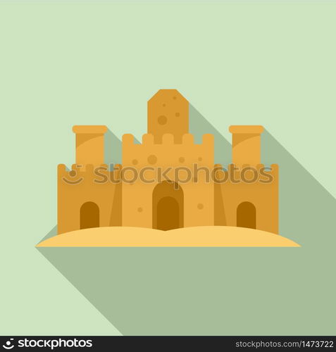 Sand castle icon. Flat illustration of sand castle vector icon for web design. Sand castle icon, flat style