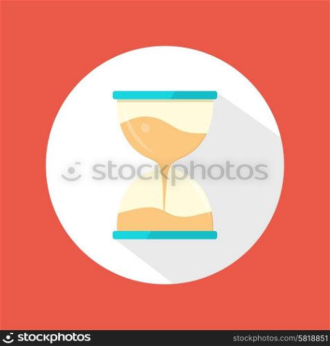 Sand clock icon. Flat modern icon with long shadow