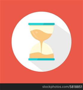 Sand clock icon. Flat modern icon with long shadow