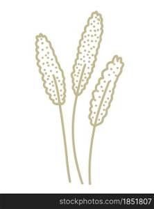 Sand colored grass, vector minimalistic illustration. Hand drawing, simple contour lines. Botanical natural element for decoration.. Sand colored grass, vector minimalistic illustration.