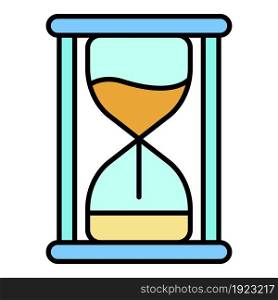 Sand hourglass icon. Outline sand hourglass vector icon color flat isolated on white. Sand hourglass icon color outline vector