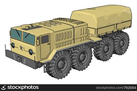 Sand military vehicle, illustration, vector on white background.