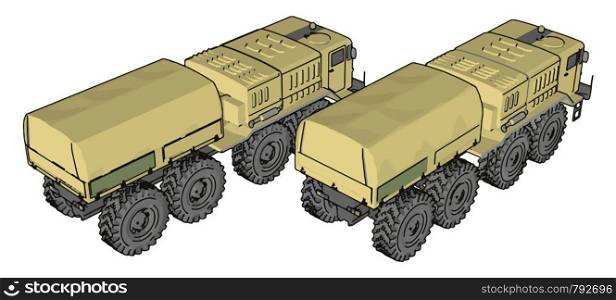 Sand military vehicle, illustration, vector on white background.
