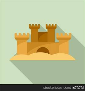 Sand sculpture castle icon. Flat illustration of sand sculpture castle vector icon for web design. Sand sculpture castle icon, flat style