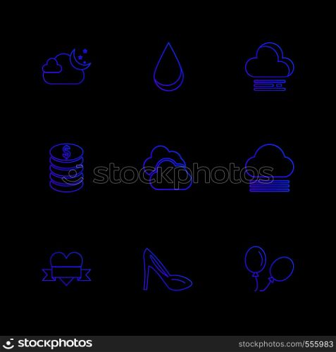 sandal ,balloons , coins , Ecology , eco , icons , weather , enviroement , icon, vector, design, flat, collection, style, creative, icons , cloud , rain , storm , moon , rainbow , sun , sunlight ,