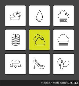 sandal ,balloons , coins , Ecology , eco , icons , weather , enviroement , icon, vector, design, flat, collection, style, creative, icons , cloud , rain , storm , moon , rainbow , sun , sunlight ,