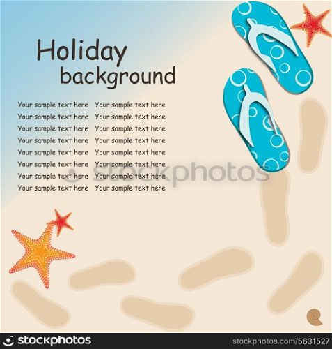 sandals and starfish at beach nature summer vector background