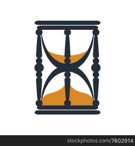 Sandglass isolated sand-timer icon. Vector hourglass with flowing sand, device to countdown time. Hourglass with sand, device measuring time
