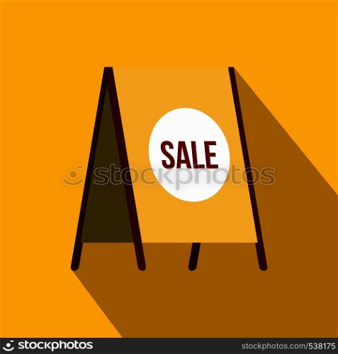 Sandwich board with text Sale icon in flat style on a yellow background. Sandwich board with text Sale icon, flat style