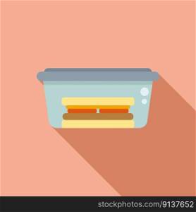 Sandwich box icon flat vector. School food. Kid snack. Sandwich box icon flat vector. School food