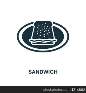 Sandwich creative icon. Simple element illustration. Sandwich concept symbol design from meal collection. Can be used for mobile and web design, apps, software, print.. Sandwich icon. Monochrome style icon design from meal icon collection. UI. Illustration of sandwich icon. Pictogram isolated on white. Ready to use in web design, apps, software, print.