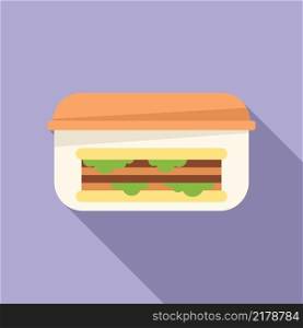 Sandwich food icon flat vector. Lunch box. Dinner meal. Sandwich food icon flat vector. Lunch box