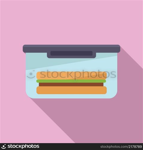 Sandwich lunch box icon flat vector. Dinner food. Meal bag. Sandwich lunch box icon flat vector. Dinner food