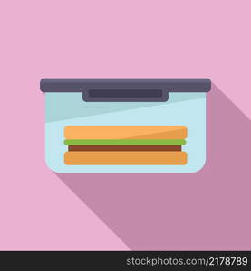 Sandwich lunch box icon flat vector. Dinner food. Meal bag. Sandwich lunch box icon flat vector. Dinner food