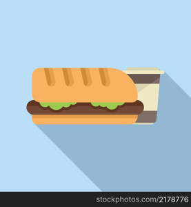 Sandwich lunch icon flat vector. Healthy meal. Bag snack. Sandwich lunch icon flat vector. Healthy meal