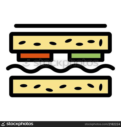 Sandwich lunch icon. Outline sandwich lunch vector icon color flat isolated. Sandwich lunch icon color outline vector