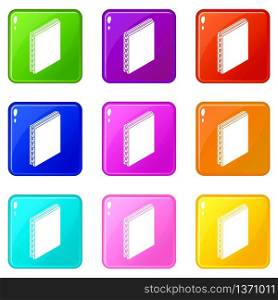 Sandwich panel icons set 9 color collection isolated on white for any design. Sandwich panel icons set 9 color collection