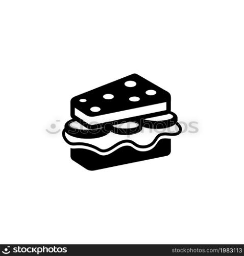 Sandwich with Cheese and Sausage. Flat Vector Icon illustration. Simple black symbol on white background. Sandwich with Cheese and Sausage sign design template for web and mobile UI element. Sandwich with Cheese and Sausage Flat Vector Icon