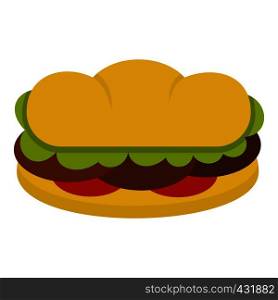 Sandwich with meat patties icon flat isolated on white background vector illustration. Sandwich with meat patties icon isolated